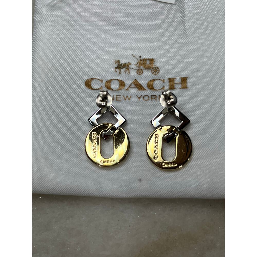 Coach 90288 Mixed Metal Geometric Drop Earrings - Picture 8 of 9